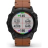 Часы GARMIN FENIX 6X SAPPHIRE BLACK DLC WITH CHESTNUT LEATHER BAND 10302